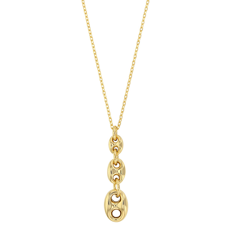 Collier argent 925/1000 doré orné de 3 motifs grains de café