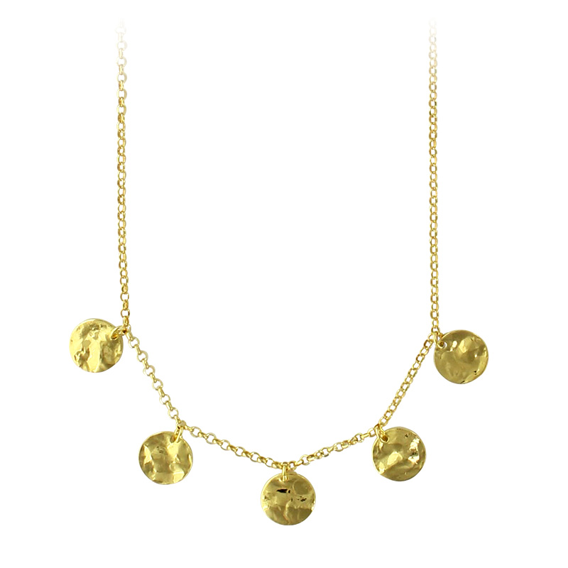 Collier argent doré 925/1000 pampilles effet martelé