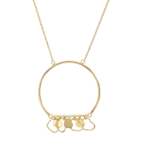 Collier argent doré rhodié 925/1000 cercle avec petits coeurs lisses et diamantés