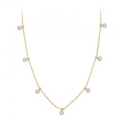 Collier argent 925/1000 platiné avec pampilles d'oxydes de zirconium