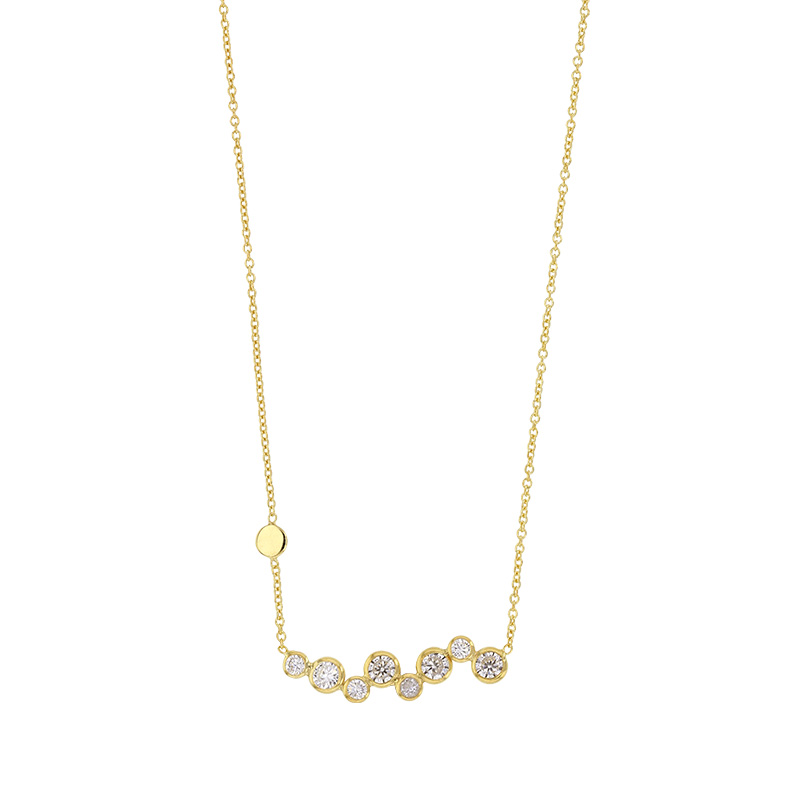 Collier argent 925/1000 platiné en ligne de cristaux bleus