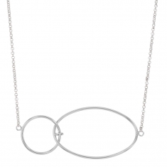 Collier argent rhodié 925/1000 - 2 cercles entrelacés