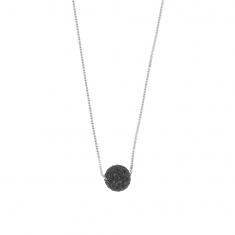 Collier argent rhodié 925/1000 avec boule en Cristal de bohème noir