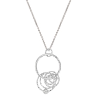 Collier argent rhodié 925/1000 avec cercle lisse et cercles diamantés avec 1 boule