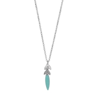 Collier argent 925/1000 rhodié avec émail bleu turquoise