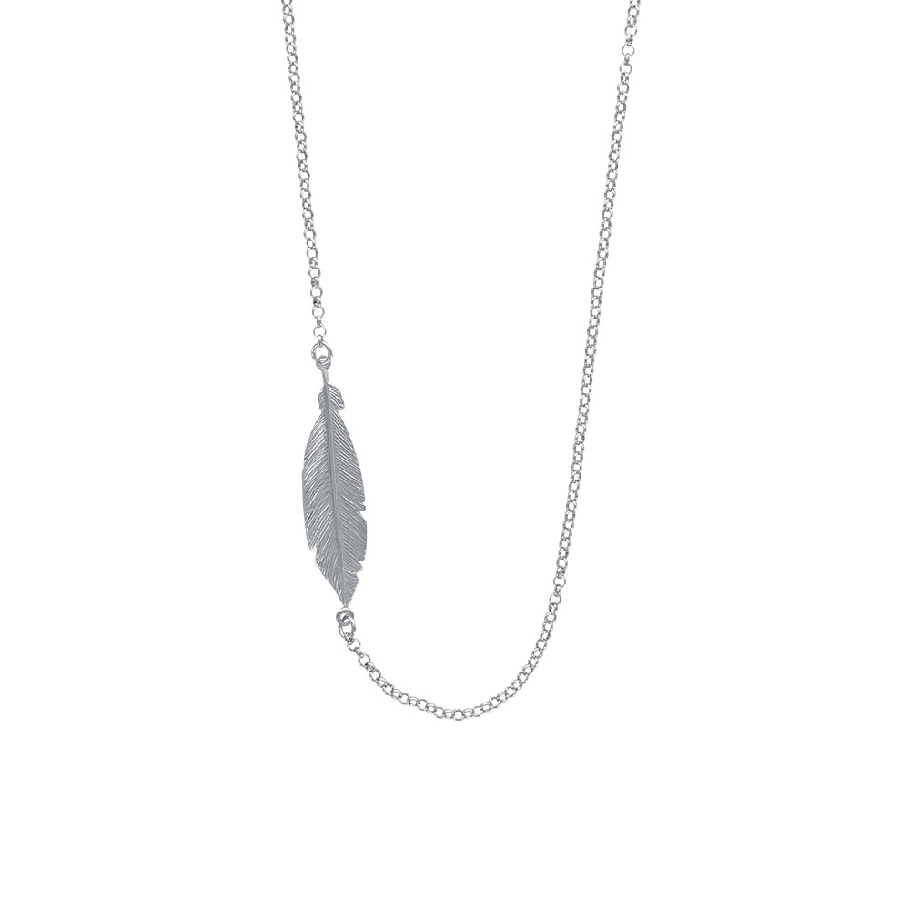 Collier Argent 925/1000 rhodié avec une plume