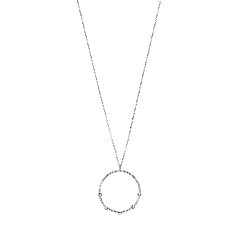 Collier argent 925/1000 rhodié cercle orné de 5 cristaux