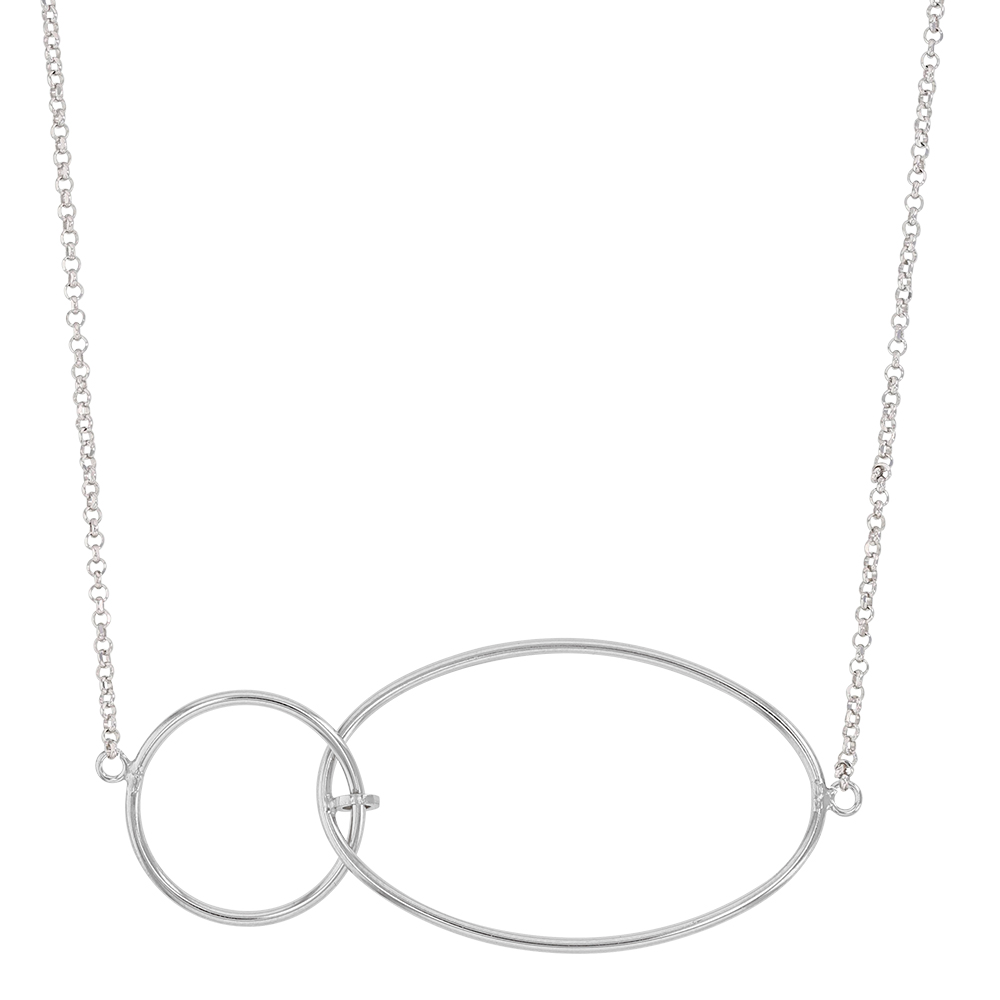 Collier argent rhodié 925/1000 - 2 cercles entrelacés