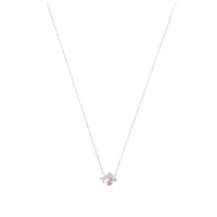 Collier argent rhodié dauphin avec un oxyde de zirconium rose