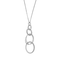 Collier argent 925/1000 rhodié en ovales lisses et diamantés