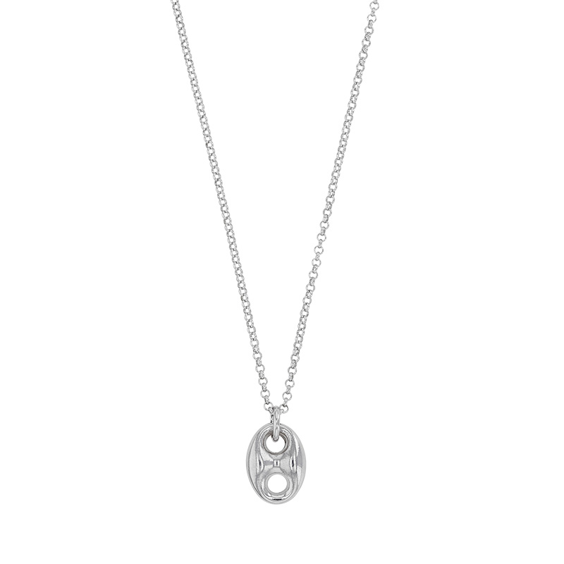 Collier argent 925/1000 rhodié orné d'un motif grain de café