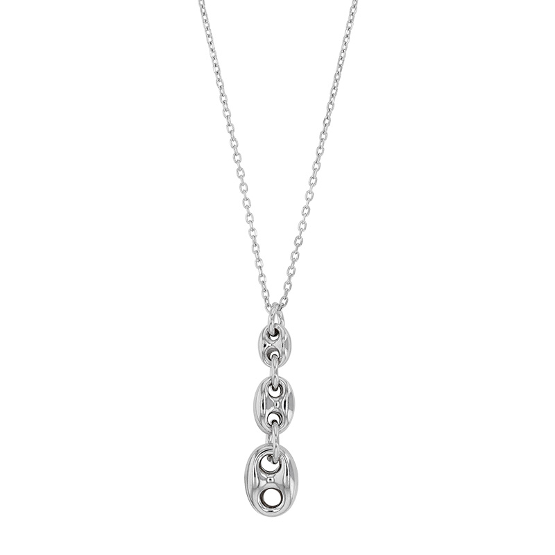 Collier argent 925/1000 rhodié orné de 3 motifs grains de café