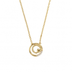 Collier avec c¶ur et oxydes encerclés, plaqué or