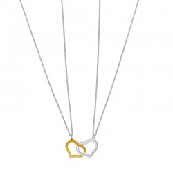 Collier avec c¶ur séparable bicolore et 2 chaînes, en argent 925/1000 rhodié et argent 925/1000 doré