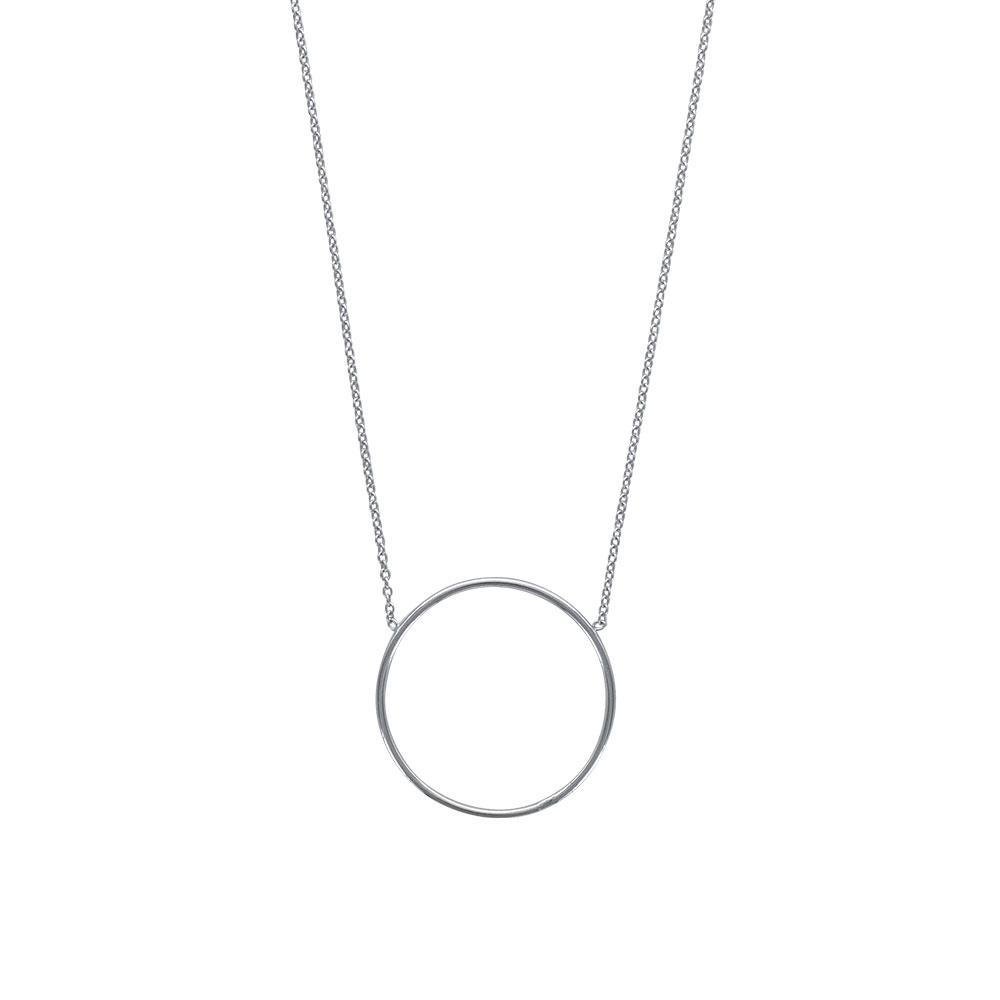 Collier avec grand rond en argent rhodié 925/1000
