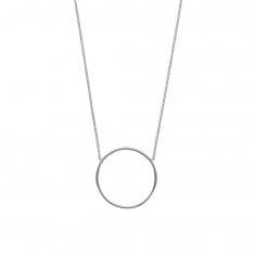 Collier avec grand rond en argent rhodié 925/1000