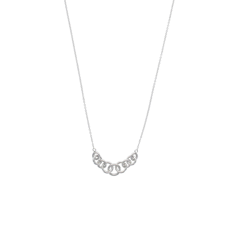 Collier avec mailles entrelacées en Argent 925/1000 rhodié