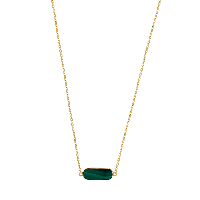 Collier avec malachite ovale, Or 375/1000