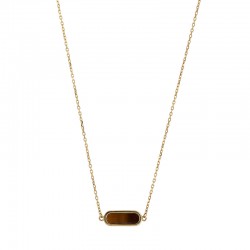 Collier avec oeil de tigre ovale, Or 375/1000