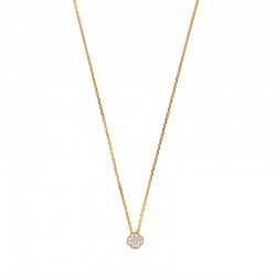 Collier avec oxyde en forme de quadrilobe, coulissant sur la chaîne, en argent 925/1000 doré