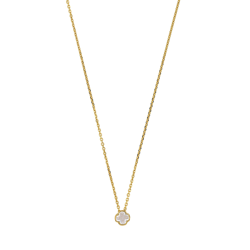 Collier avec oxyde en forme de quadrilobe, coulissant sur la chaîne, en argent 925/1000 doré