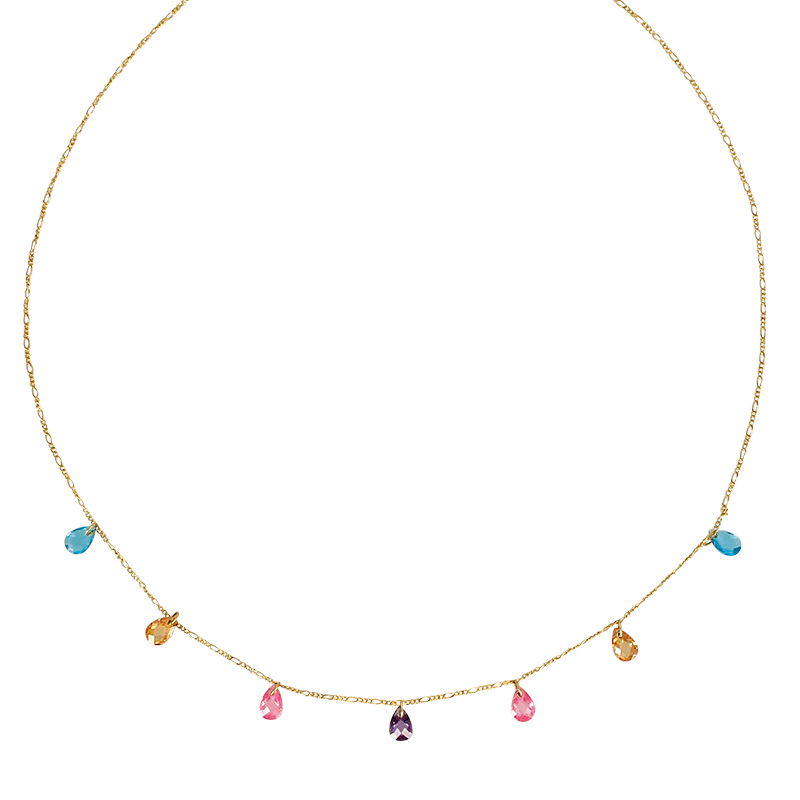Collier avec pampille d’oxydes teintés en forme de goutte, Or 750/1000