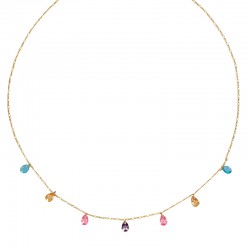 Collier avec pampille d’oxydes teintés en forme de goutte, Or 750/1000