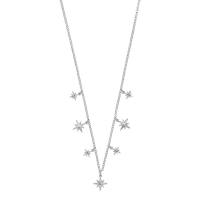 Collier avec 7 pampilles étoiles du nord, argent 925/1000 platiné