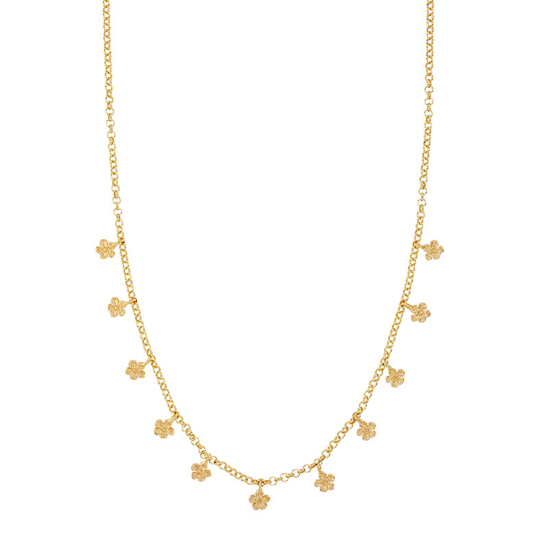 Collier avec pampilles fleurs en argent 925/1000 doré