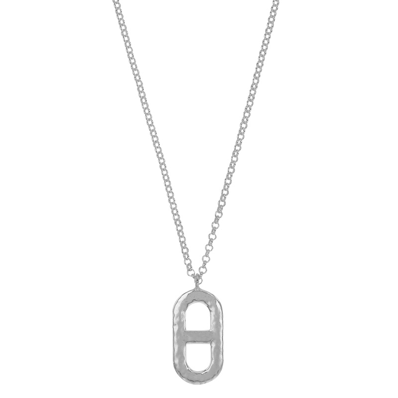 Collier avec pendentif en maille marine plate martelée, argent 925/1000