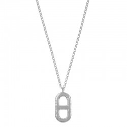 Collier avec pendentif en maille marine plate martelée, argent 925/1000