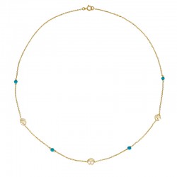 Collier avec perles de culture d'eau douce entourées et boules d’améthyste, Or 375/1000