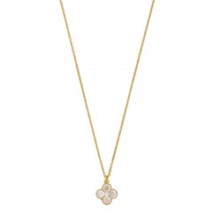 Collier avec quadrilobe orné de 4 oxydes, en argent 925/1000 doré