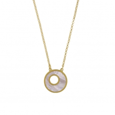 Collier avec rond ajouré en nacre, argent 925/1000 doré