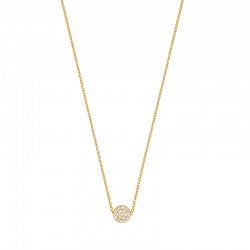 Collier avec rond orné d’oxydes de zirconium, coulissant sur la chaîne, en argent 925/1000 doré