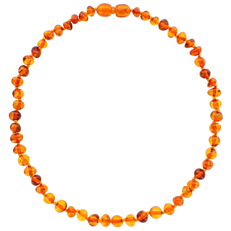 Collier bébé en pierres d'ambre couleur miel avec fermoir clip