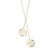 Collier bicolore Or 375/1000 avec 2 ronds fleuris