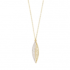 Collier bicolore Or 375/1000 - plume
