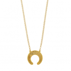 Collier BOHEMIAN MELODY avec pampille lune perlée en argent 925/1000 doré