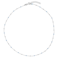 Collier boules émaillées bleu ciel, argent 925/1000 rhodié