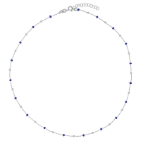 Collier boules émaillées bleu marine, argent 925/1000 rhodié