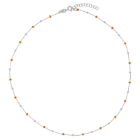 Collier boules émaillées orange, argent 925/1000 rhodié