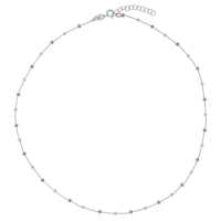 Collier boules émaillées rose fuchsia, argent 925/1000 rhodié