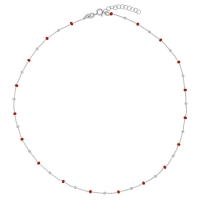 Collier boules émaillées rouge, argent 925/1000 rhodié