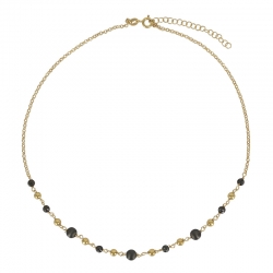 Collier boules en argent 925/1000 doré et ruthénium