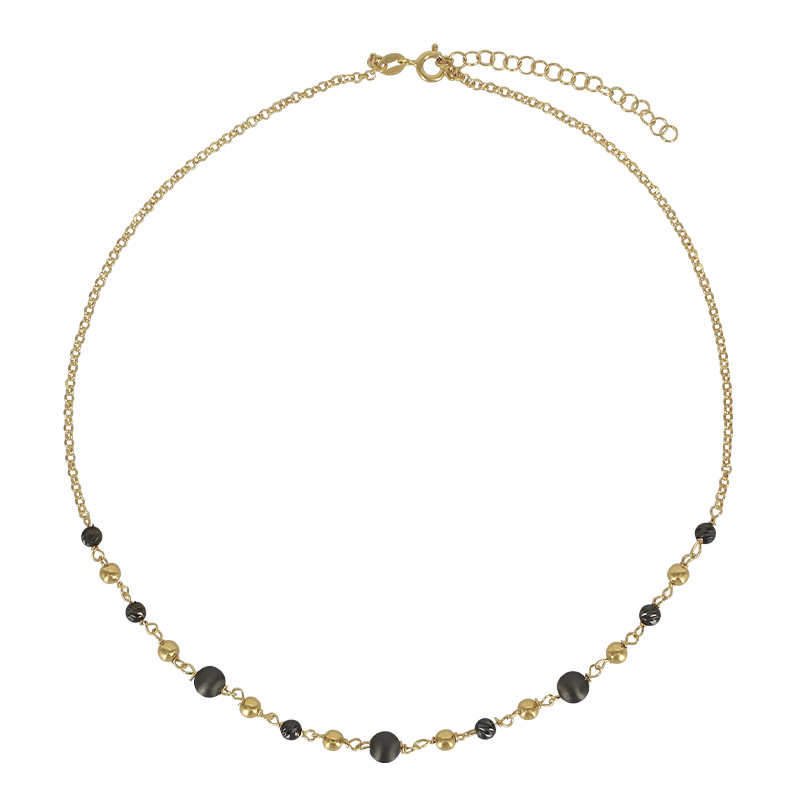 Collier boules en argent 925/1000 doré et ruthénium