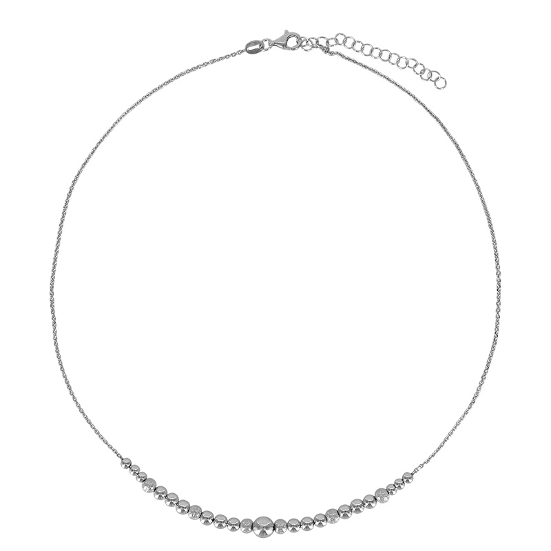 Collier boules en argent 925/1000 rhodié