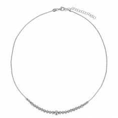 Collier boules lisses en argent 925/1000 rhodié