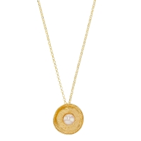 Collier brossé rond avec perle de culture d'eau douce, argent 925/1000 doré
