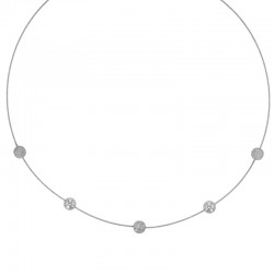 Collier câble 2 boules et 3 boules brossées lisses et argent 925/1000 rhodié